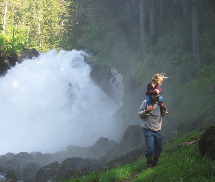 Carey Case - child on adults shoulders Tongass National Forest Alaska